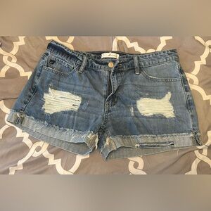 KanCan Dark Blue Distressed Denim Cutoff Shorts
